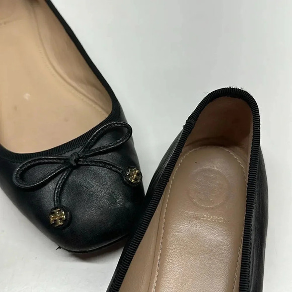 Tory Burch Laila Driver Nappa Leather Grosgrain Ballet Flats Shoes Black 8.5 - Picture 10 of 12